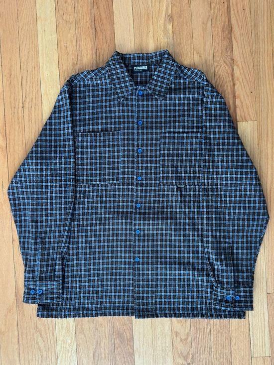 Pleasures Other - PLEASURES Men’s Blue and Brown Plaid Button-Down Shirt